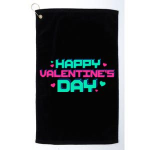 Happy Valentines Day Retro Neon Gift Platinum Collection Golf Towel