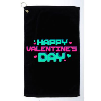 Happy Valentines Day Retro Neon Gift Golf Towel