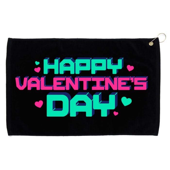 Happy Valentines Day Retro Neon Gift Grommeted Golf Towel