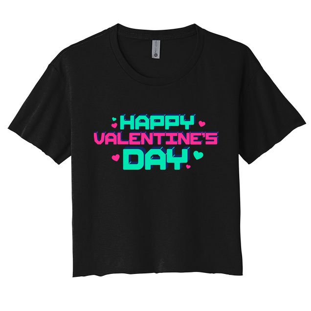 Happy Valentines Day Retro Neon Gift Crop Top