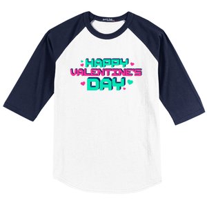 Happy Valentines Day Retro Neon Gift Baseball Sleeve Shirt