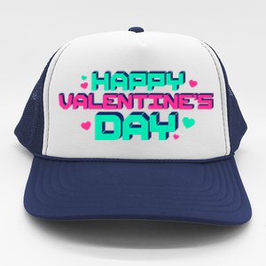 Happy Valentines Day Retro Neon Gift Trucker Hat