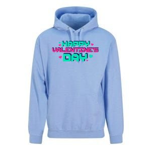 Happy Valentines Day Retro Neon Gift Unisex Surf Hoodie