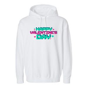 Happy Valentines Day Retro Neon Gift Garment-Dyed Fleece Hoodie