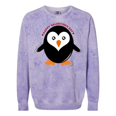 Happy Valentines Day Penguin Love Gift Colorblast Crewneck Sweatshirt