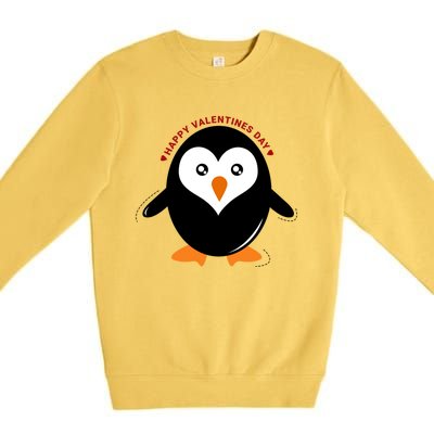 Happy Valentines Day Penguin Love Gift Premium Crewneck Sweatshirt