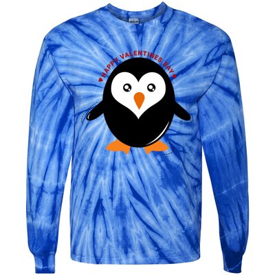 Happy Valentines Day Penguin Love Gift Tie-Dye Long Sleeve Shirt