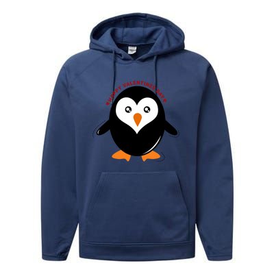 Happy Valentines Day Penguin Love Gift Performance Fleece Hoodie