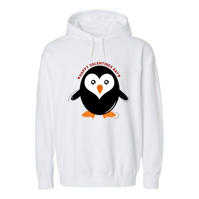 Happy Valentines Day Penguin Love Gift Garment-Dyed Fleece Hoodie