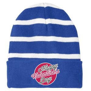 Happy Valentines Day Funny Gift Striped Beanie with Solid Band