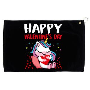 Happy Valentines Day Unicorn Heart Cute Gift Grommeted Golf Towel