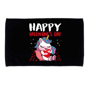 Happy Valentines Day Unicorn Heart Cute Gift Microfiber Hand Towel