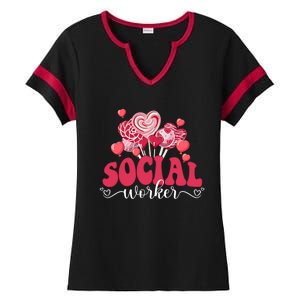 Happy Valentines Day Heart Lollipop Funny Social Worker Gift Ladies Halftime Notch Neck Tee