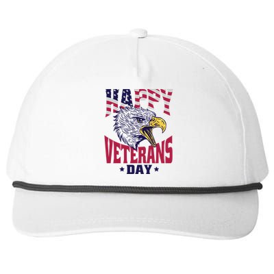 Happy Veterans Day Eagle Snapback Five-Panel Rope Hat