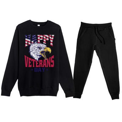 Happy Veterans Day Eagle Premium Crewneck Sweatsuit Set