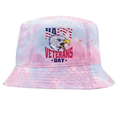 Happy Veterans Day Eagle Tie-Dyed Bucket Hat