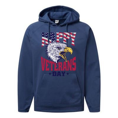 Happy Veterans Day Eagle Performance Fleece Hoodie