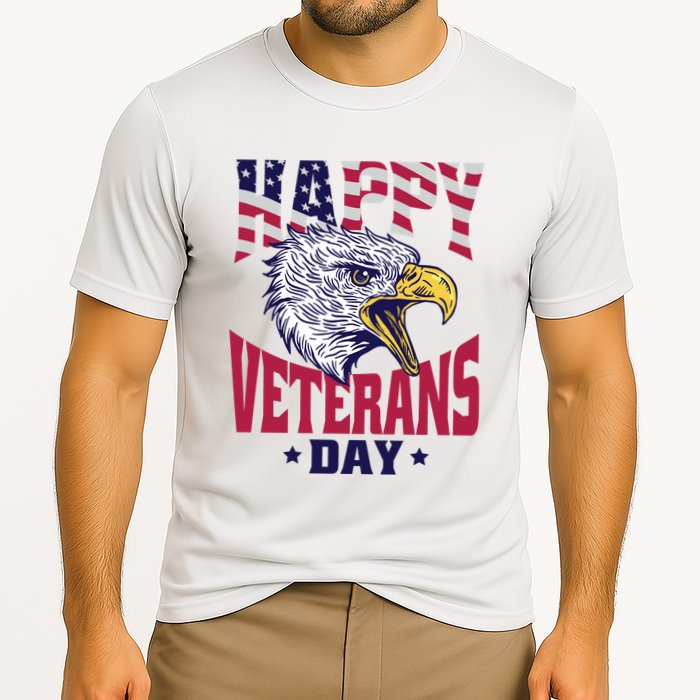 Happy Veterans Day Eagle Cooling Performance Crew T-Shirt