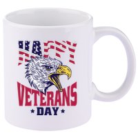 Happy Veterans Day Eagle 11oz C Handle Ceramic Mug