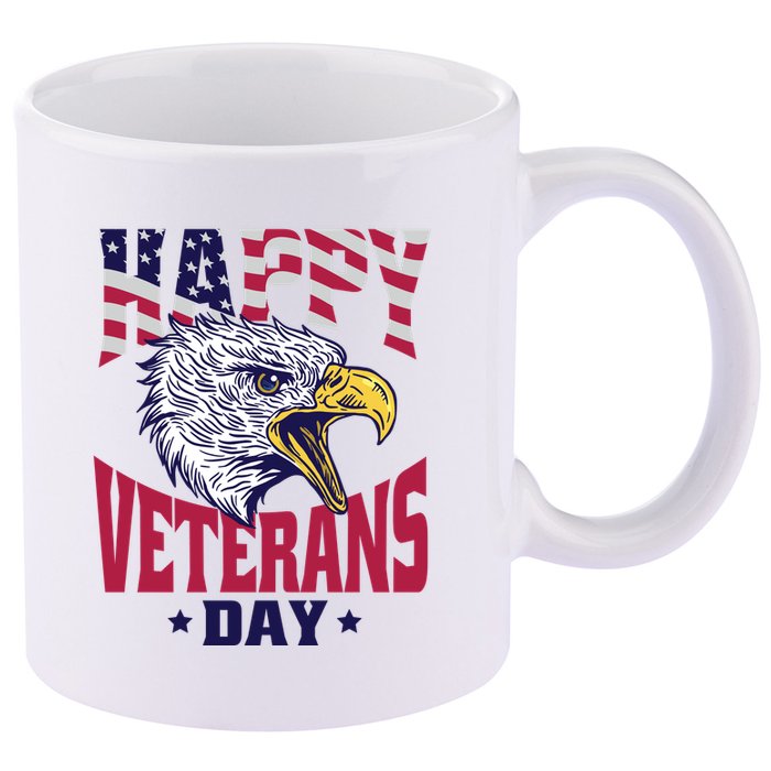 Happy Veterans Day Eagle 11oz C Handle Ceramic Mug