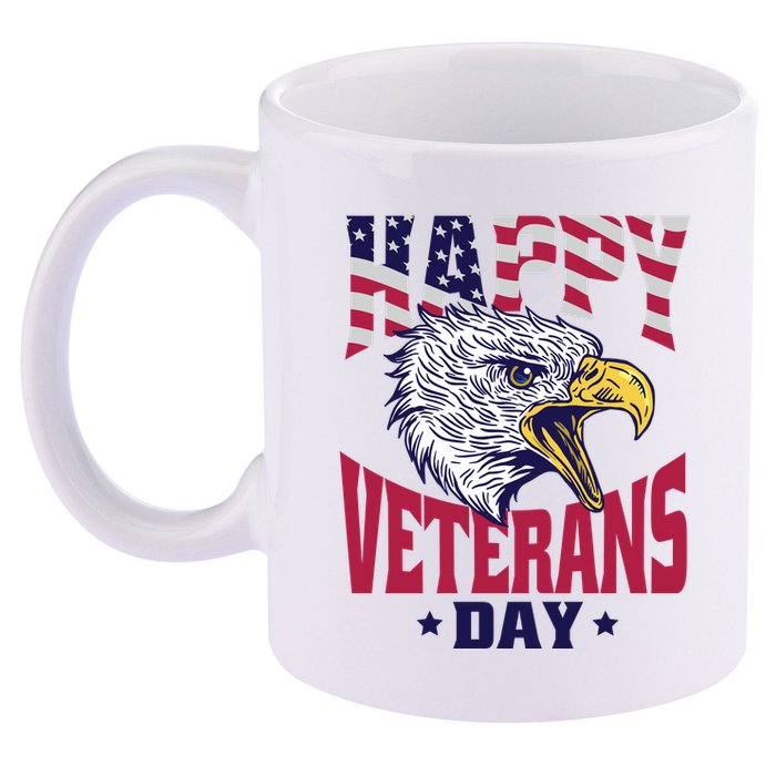 Happy Veterans Day Eagle 11oz C Handle Ceramic Mug