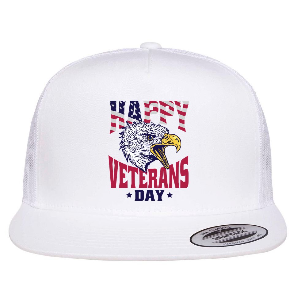 Happy Veterans Day Eagle Flat Bill Trucker Hat