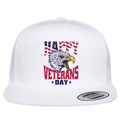 Happy Veterans Day Eagle Flat Bill Trucker Hat