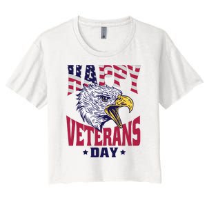 Happy Veterans Day Eagle Women's Crop Top Tee