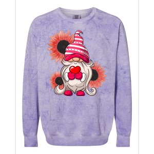 Happy Valentine's Day Gnome Sunflower Colorblast Crewneck Sweatshirt