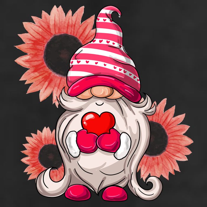 Happy Valentine's Day Gnome Sunflower 7 Panel Mesh Trucker Snapback Hat