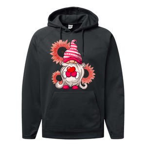 Happy Valentine's Day Gnome Sunflower Performance Fleece Hoodie