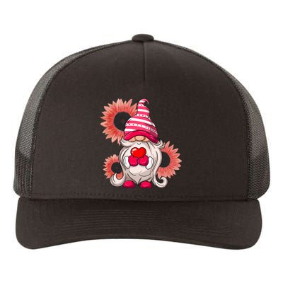 Happy Valentine's Day Gnome Sunflower Yupoong Adult 5-Panel Trucker Hat