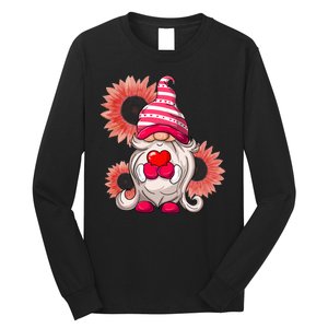 Happy Valentine's Day Gnome Sunflower Long Sleeve Shirt