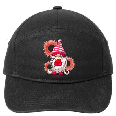 Happy Valentine's Day Gnome Sunflower 7-Panel Snapback Hat