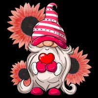 Happy Valentine's Day Gnome Sunflower Flat Bill Trucker Hat