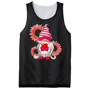 Happy Valentine's Day Gnome Sunflower Mesh Reversible Basketball Jersey Tank