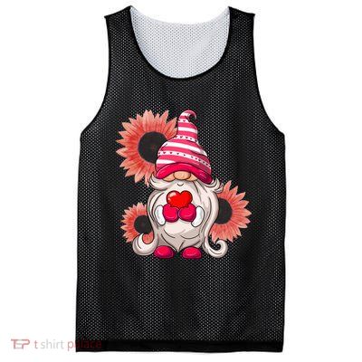 Happy Valentine's Day Gnome Sunflower Mesh Reversible Basketball Jersey Tank
