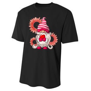 Happy Valentine's Day Gnome Sunflower Performance Sprint T-Shirt