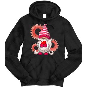 Happy Valentine's Day Gnome Sunflower Tie Dye Hoodie