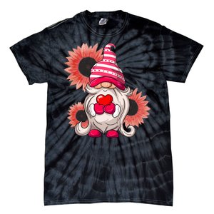 Happy Valentine's Day Gnome Sunflower Tie-Dye T-Shirt