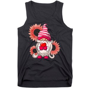 Happy Valentine's Day Gnome Sunflower Tank Top