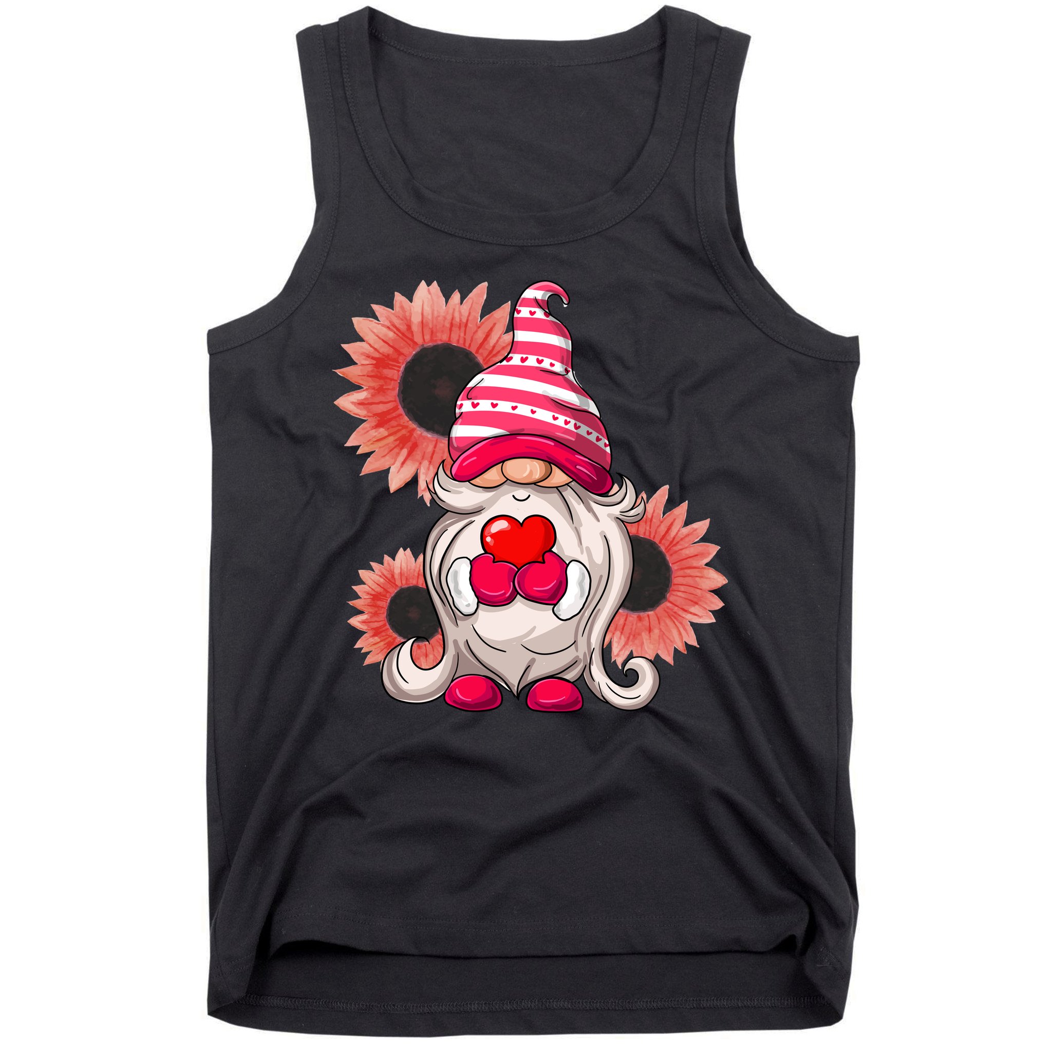 Happy Valentine's Day Gnome Sunflower Tank Top