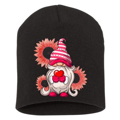 Happy Valentine's Day Gnome Sunflower Short Acrylic Beanie