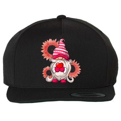 Happy Valentine's Day Gnome Sunflower Wool Snapback Cap