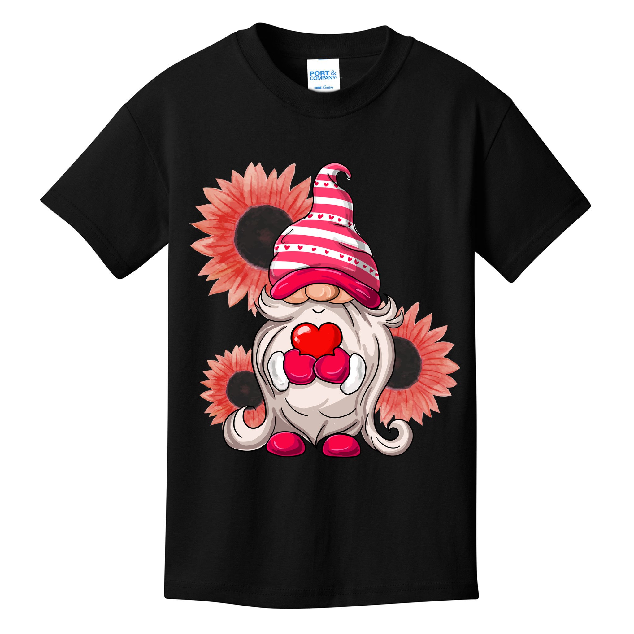 Happy Valentine's Day Gnome Sunflower Kids T-Shirt