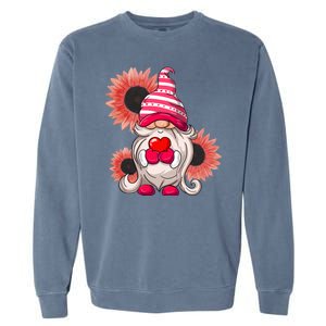 Happy Valentine's Day Gnome Sunflower Garment-Dyed Sweatshirt