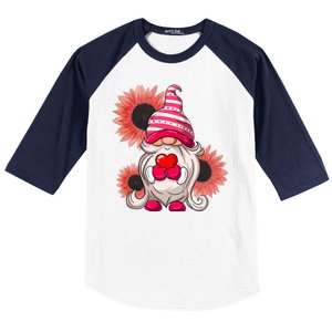 Happy Valentine's Day Gnome Sunflower Baseball Sleeve Shirt