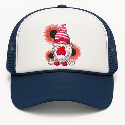 Happy Valentine's Day Gnome Sunflower Trucker Hat