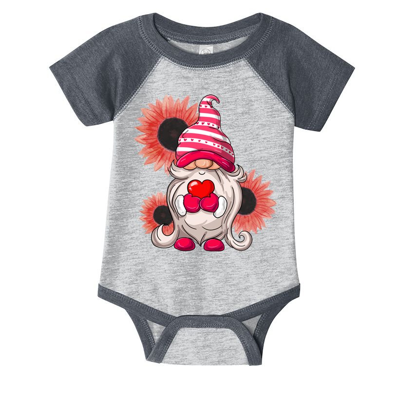Happy Valentine's Day Gnome Sunflower Infant Baby Jersey Bodysuit