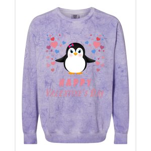 Happy Valentine's Day Cute Penguin Lovers Gift Colorblast Crewneck Sweatshirt